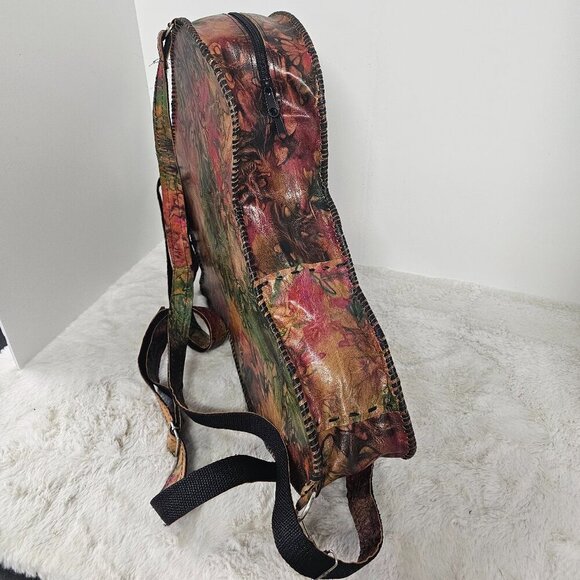 Multicolor Leather Africa Shaped Backpack Boho Tribal Festival Slig Bag - Picture 4 of 16